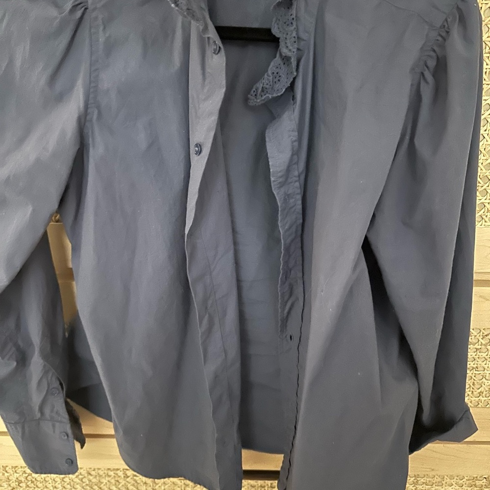 Doen Navy Ruffled Blouse